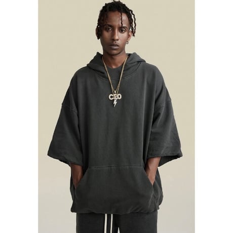 Mismatch NYC/Washed Half Hoodie  "GRAY"