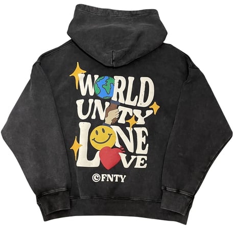 FNTY/World Unity Love Hoodie  "WASHED BLACK"