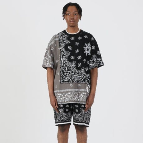 FNTY/ ２TONE HAND STITCHING PAISLEY Tshirts "BLACK"