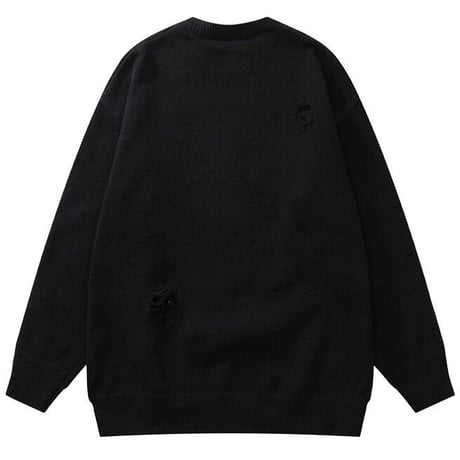 Mismatch NYC/ Cross Damage Knit  BLACK