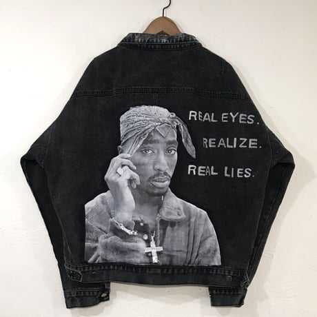 Mismatch NYC/2pac paint denim jacket BLACK