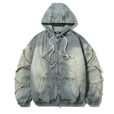 TRILLION/Wash Denim Hood Jacket