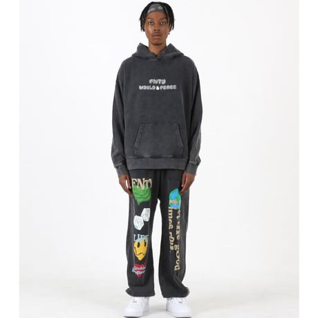 FNTY/Smile Embroid Hoodie  "WASHED BLACK"
