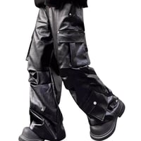 Mismatch NYC/Leather pocket wide pants  (SET UP)