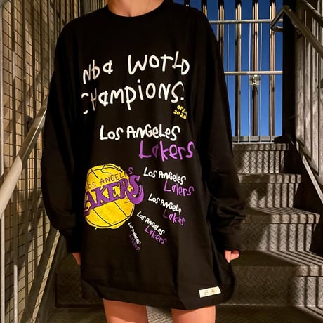 NBA × After School Special/LAKERS  Longsleeve  Tshirts"BLACK"