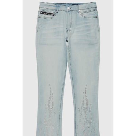 RockStar Original / Flame Rhinestone Flare denim "BLUE"