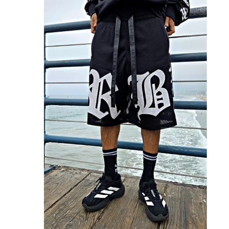 By The R/Big Lettering Mesh Shorts BLACK