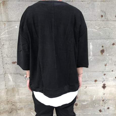 Mismatch NYC/inside out cut off crewneck  BLACK
