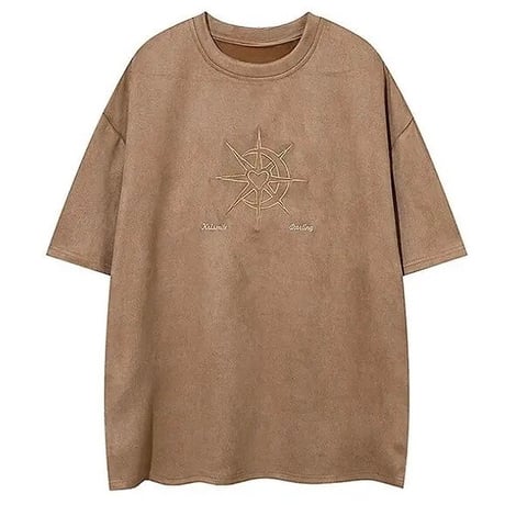 WOSS.official/ Oversized  Suede ANGEL Embroid TOPS