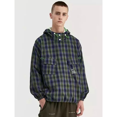 WOSS.official/Plaid Anorak Jacket GREEN