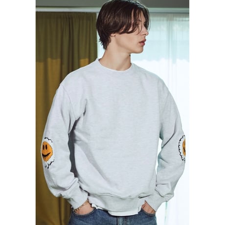MISTER CHILD/Smile elbow  crewneck "LIGHT GREY"