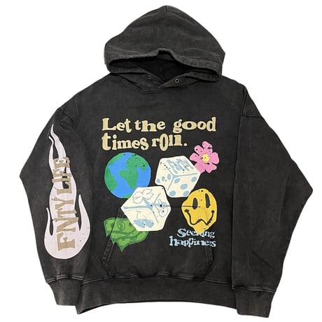 FNTY/Smile logo Hoodie  "WASHED BLACK"