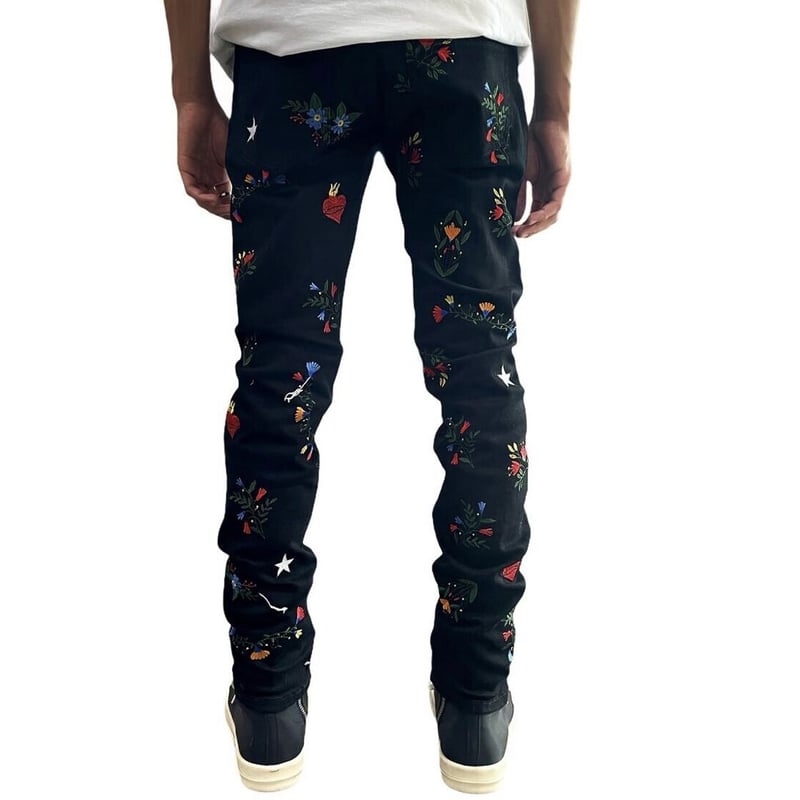 LIFTED ANCHORS/Flower BLACK DENIM | BINGOSTAR ・