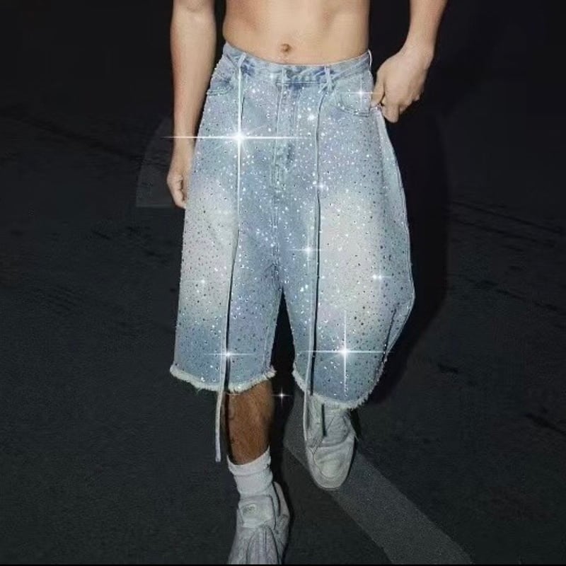 SUBLIMATION/ Rhinestone denim shorts | BINGOST