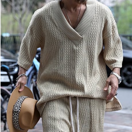 By The R/ Summer Knit Pants SET UP "BEIGE"