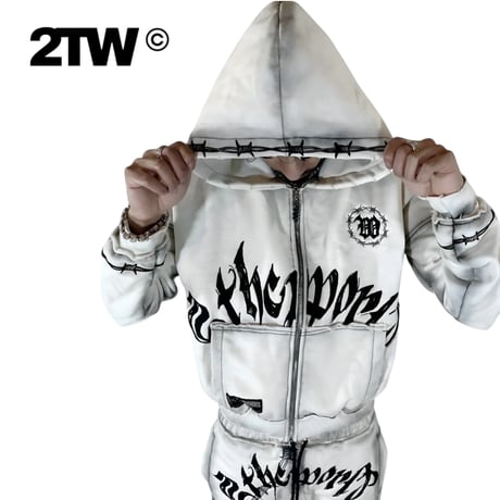 2TW®︎ / Chrome Zip Hoodie (SET UP) "OFF WHITE"