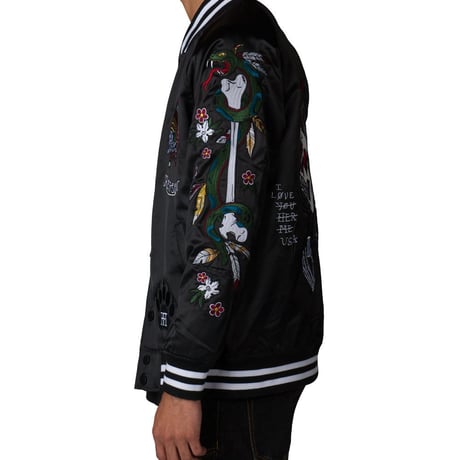 Reason Clothing Newyork/Black scull スカジャン