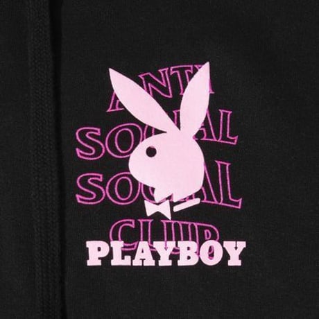 Anti Social Social Club × PLAYBOY/LOGO Hoodie BLACK