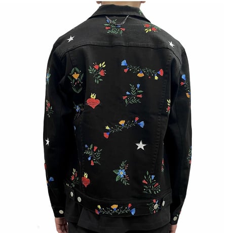 LIFTED UNCHORS/Flower  Denim jacket BLACK