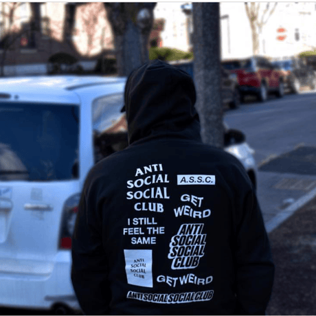 Anti Social Social Club/all Logo Hoodie  BLACK