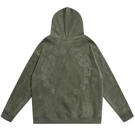 WOSS.official/ Oversized  Suede Hoodie KHAKI