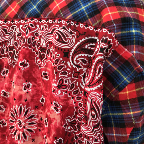 WOSS.official/Oversized BANDANA flannel shirts RED
