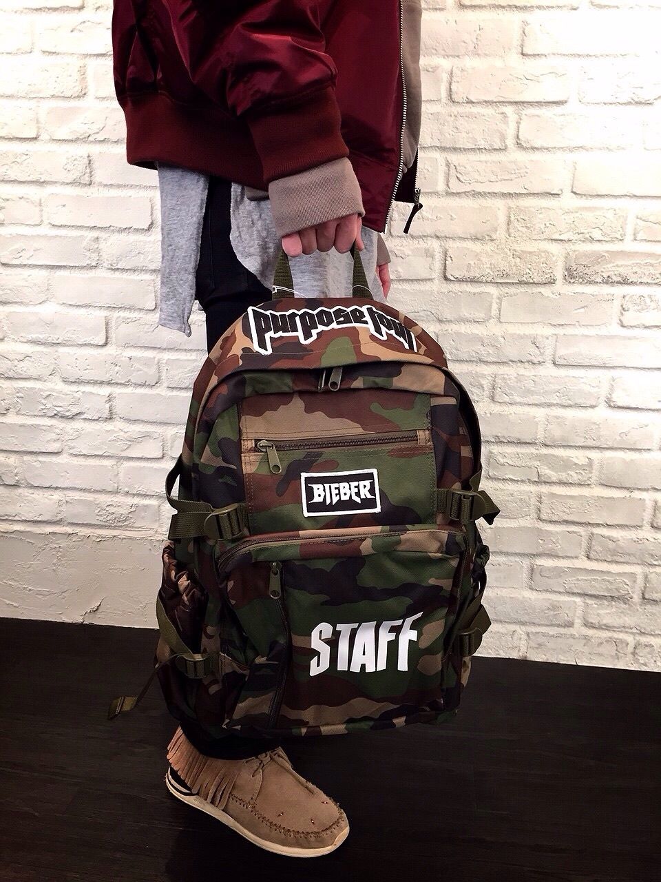 Purpose tour/Justin bieber official CAMO BackPa