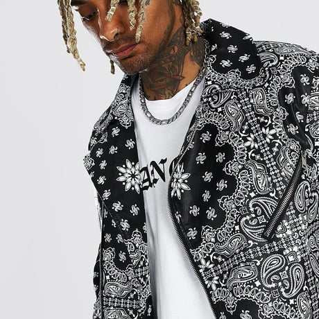 BOOHOO /BANDANA Biker Jacket