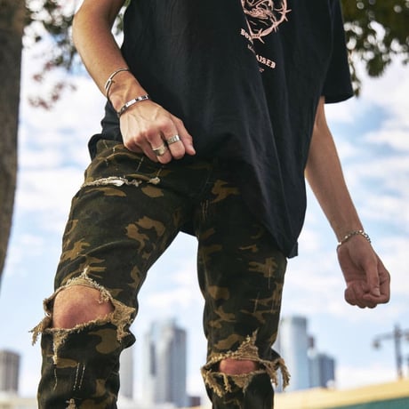 Crysp Denim/Camo Damege denim