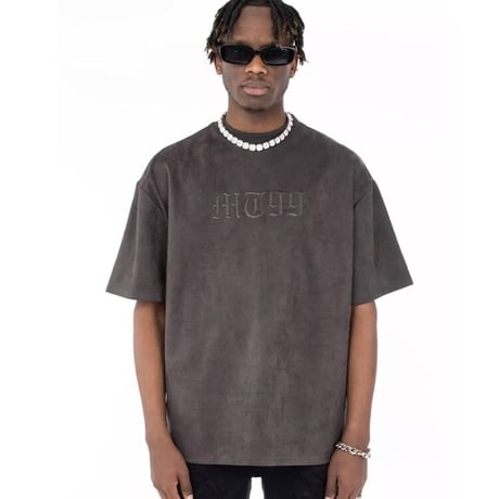 WOSS.official/ Oversized  Suede Embroid TOPS "VINTAGE BLACK"