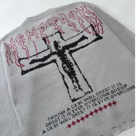 Mismatch NYC/ Cross Damage Knit  GRAY