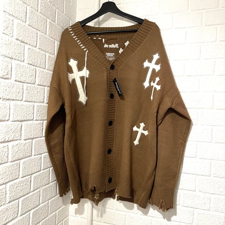 Mismatch NYC/ Cross  knit cardigan  BROWN