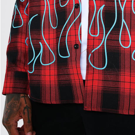 BOHOO /Flame Check shirts RED
