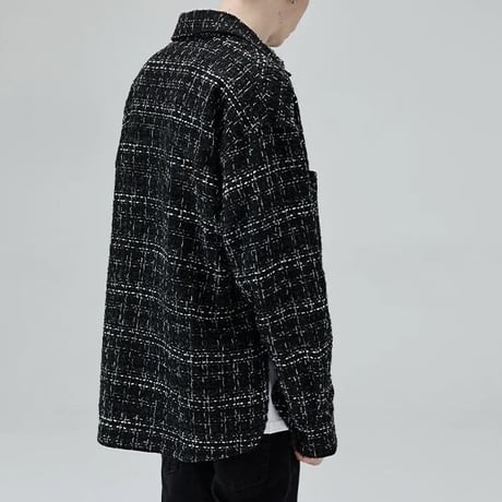 Mismatch NYC/Oversized Tweed shirts  jacket BLACK