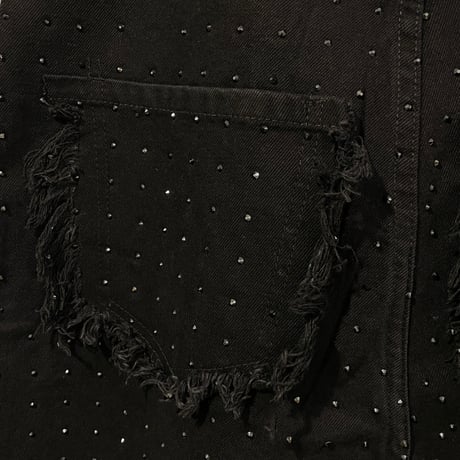 Mismatch NYC/BLACK Rhinestone Denim  Shorts