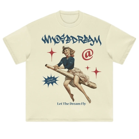 Mismatch NYC/Retoro girl  Tee "GRAY&CREAM"