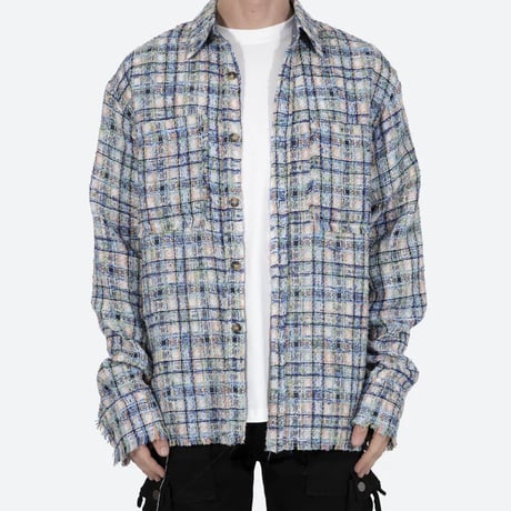 MNML/Tweed flannel Shirts BLUE