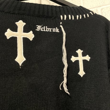 Mismatch NYC/ Cross  knit cardigan BLACK
