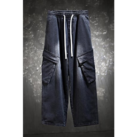 By The R/ Snap Wide Cargo Denim  BLACK