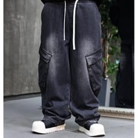 By The R/ Snap Wide Cargo Denim  BLACK