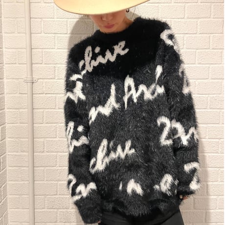 2nd archive/ Mohair lettering knit "BLACK"