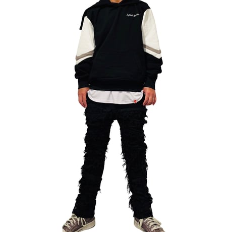 LIFTED ANCHORS/ Varcity 2way Zip Hoodie (Black)