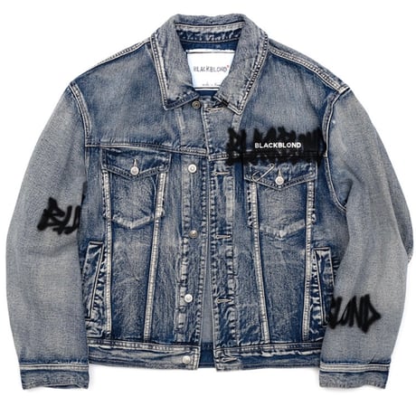 BLACK BLOND/Graffiti Metal Logo Denim Jacket