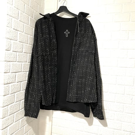 Mismatch NYC/Oversized Tweed shirts  jacket BLACK