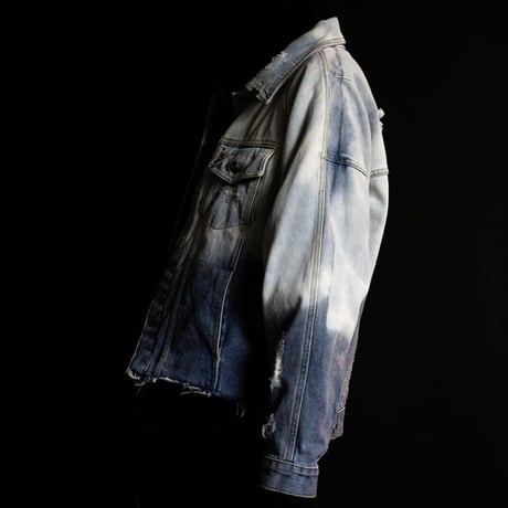BLACK BLOND/HAND CUSTOM BLEACH Denim Jacket(BLUE)