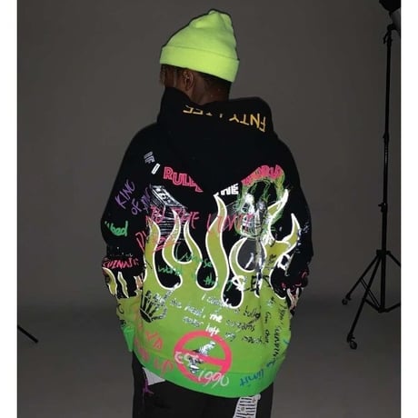 FNTY/Flying FLAME Hoodie FADED BLACK