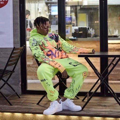 FNTY/Flying FLAME Sweat pants Neon Yellow