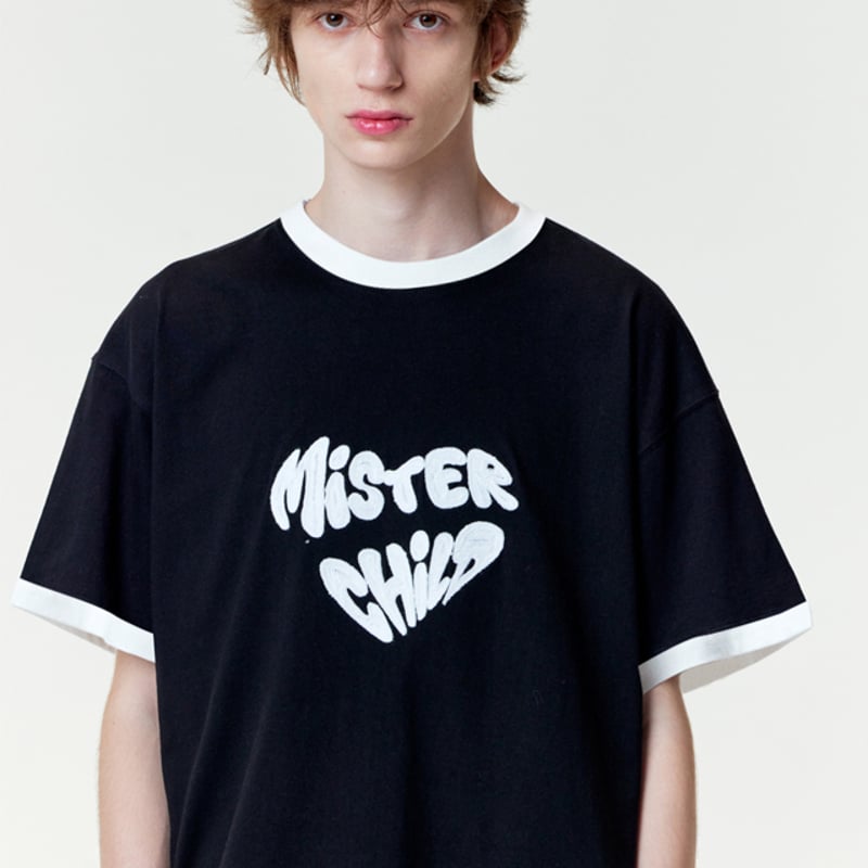 MISTER CHILD★韓国★男女兼用 HEART BEAT T-SHIRTS BLACK COMBI MISTERCHILD/ Heart Beat Tshirts 
