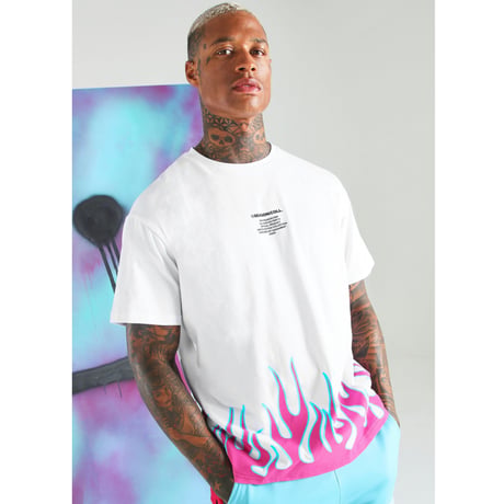 BOOHOO × Migos /Flame oversize Tshirts WHITE