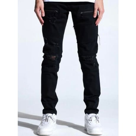 Crysp Denim/Black Zipper Damage denim